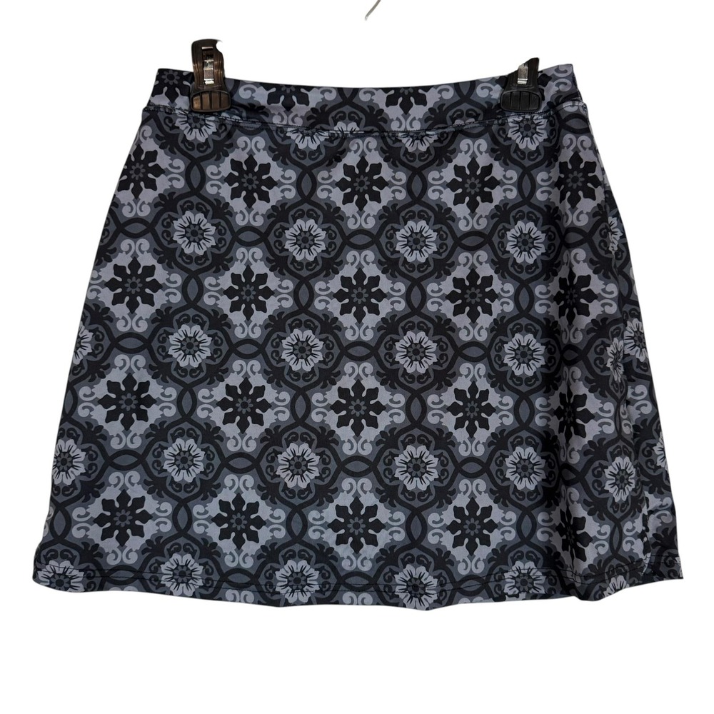 Ekouaer Skort Womens Medium Gray Geometric Athletic Lined Shorts Golf Tennis